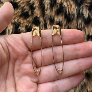 Gold safety pin earrings